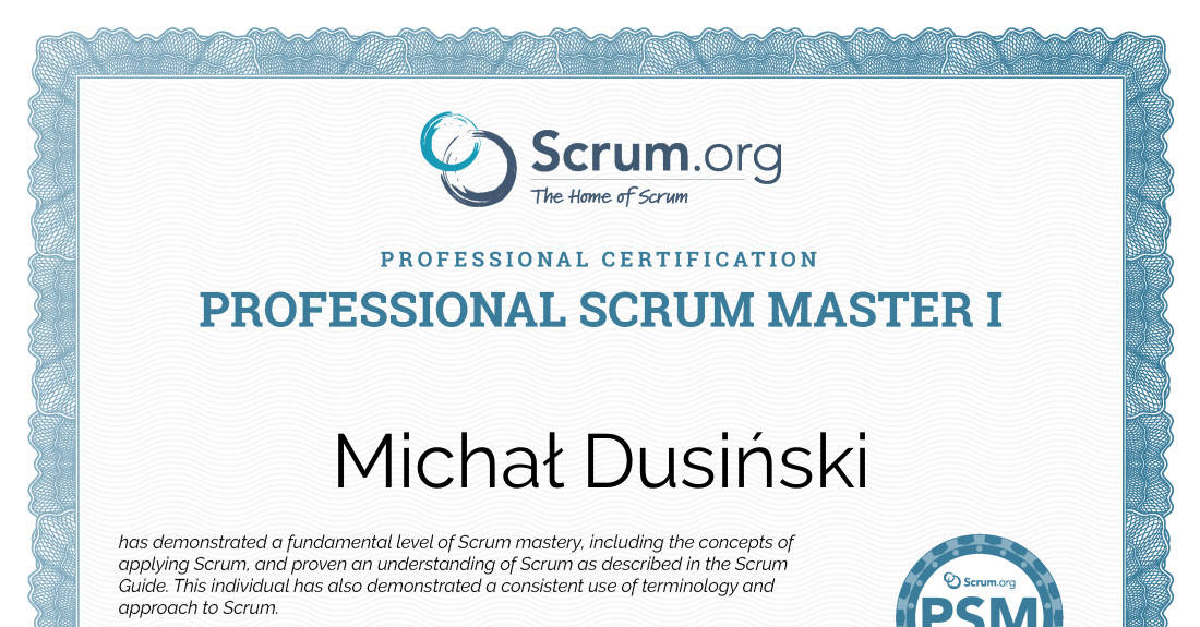 egzamin scrum mastera: Professional Scrum master I